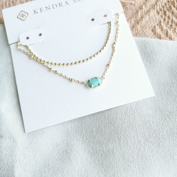 Kendra Scott - Emilie Light Blue Necklace Gold - Picture 2 of 3